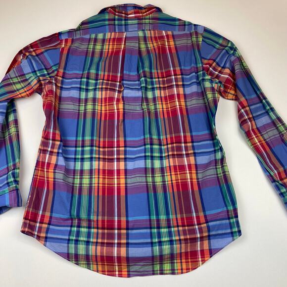 Ralph Lauren Plaid Button Up Custom Fit Colorful Yellow Pony Mens Large - Picture 4 of 8